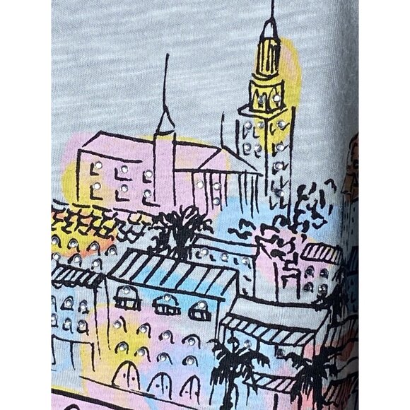 Casey Key Watercolor Size 1X Beach Seaside Vacation Lounge Tank Top Bling NWT - Picture 13 of 14